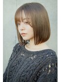 ボブレイヤー マッシュボブ オリーブグレージュ くすみブルー