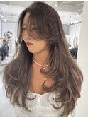 韓国ヘアーハッシュカットレイヤーカットハイライトカラー