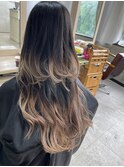 グラデーションカラー/ウルフカット/レイヤーカット/ブリーチ