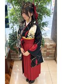 袴スタイルハーフアップリボンアレンジ