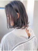 小顔_デザインカラー_厚めバング_ローライト_スリークボブ 