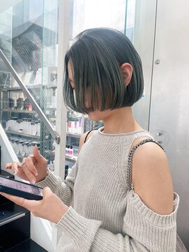 シェリ ヘアデザイン(CHERIE hair design) 丸みボブ×モスグリーン◎