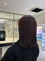 レム 仙台店(L.E.M)&nbsp;ぱっつんロブ×レッドブラウン