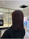 ぱっつんロブ×レッドブラウン