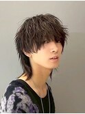 スペインカールスパイキーショートブルーブラックフェザーパーマ