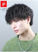ツイスト波巻きミックスパーマツーブロックマッシュショート