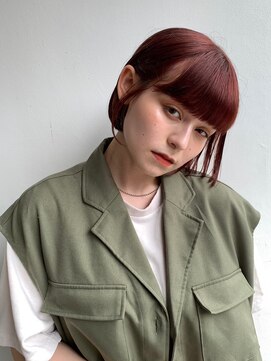 セイドット リー(Say. Ree) Say.ショートボブローズブラウンダークレッドコーラルオレンジ