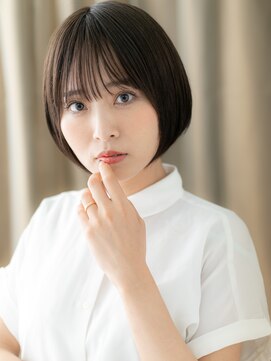 カバーヘア ブリス 志木南口駅前店(COVER HAIR bliss) 黒髪ダークグレー伸ばしかけひし形マッシュボブ318Z志木30代40代