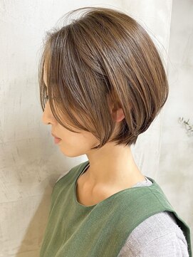 エリマ 調布(elima) 大人丸みショートボブ◎透明感 ひし形 ショートパーマ  20代30代