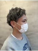 20代30代メンズスパイラルパーマワイルドオシャレ感アッシュ