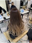ミルクティーベージュグラデーションイメチェン前髪所沢韓国