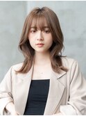 大人かわいい前髪セシルカットココアブラウンフリンジウェーブ