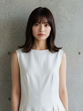 フルショウ アシヤ(FURUSHO ASHIYA) ミディアム×外ハネストレート◎前髪ありの大人ブラウンヘア