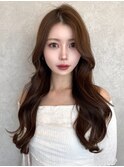 〇レイヤーカット×くびれ巻き【ミニウルフ/チェリーブラウン】