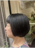 30代40代ショートボブミニボブ前髪あり丸みボブ黒髪暗髪