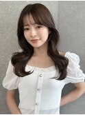 ハッシュレイヤー/ミルクグレージュ/韓国巻き/顔周りカット