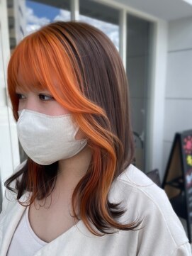 アエル キセラ川西(aeru) フェイスフレーミング×オレンジカラー