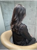 ★斜めバングミディアムヘアグレージュカラーシルキーベージュ★