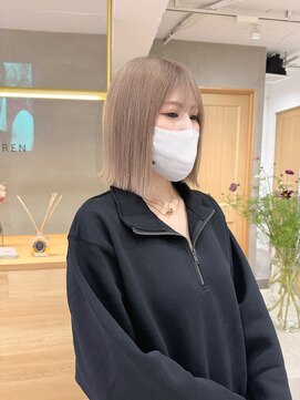 ローレン(LOREN) ミルクティーベージュぷつっとボブケアブリーチ 梅田
