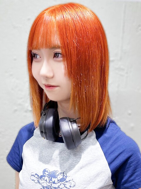 20代30代オレンジ髪質改善カラー韓国ヘア透明感