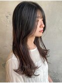 バレイヤージュダブルカラーミルクティーベージュカラー韓国