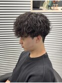波巻きパーマメンズパーママッシュツーブロック刈り上げ