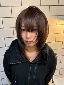 ベレーザ 渋谷(BELEZA) 18140黒髪ダークグレージュくびれミディアムハッシュカットボブ