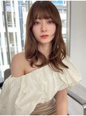 甘めミディレイヤー_カーキグレージュフェザーバング