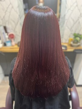 ヘアーカルチャー 小倉台店 HAIR CULTURE ロングストレート艶髪セミロングレッドブラウン30代40代50代