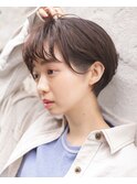 大人可愛い20代30代40代黒髪前下がりひし形小顔ボブ丸みショート