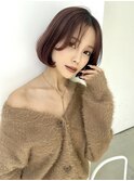 小顔カットブリーチなしダブルカラー丸みショートボブ