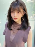 黒髪小顔ワンレンストレートレイヤー41128