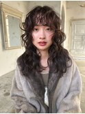 レイヤー パーマ ブラウン ミディアム