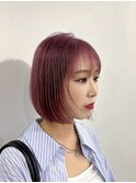 ラベンダーピンクが映える艶感ボブ＿１１