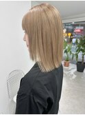 ミルクティーベージュ/切りっぱなしボブ/ミディアムボブ