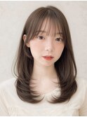 【レイヤーカット/ミディアム/ロング/前髪カット/透明感カラー】