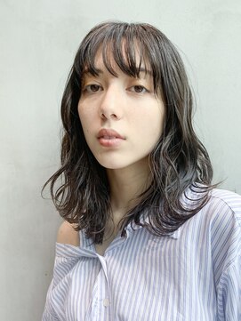 アルバム 銀座(ALBUM GINZA) ナチュラルミディ_オリーブカラーハイライトカラー_28089