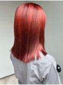ブリーチ レッド ミディアム 艶カラー ツヤ髪 ダブルカラー