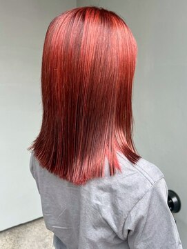 ナカオコアフュール(NAKAO COIFFURE) ブリーチ レッド ミディアム 艶カラー ツヤ髪 ダブルカラー