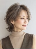 大人ショート 白髪ぼかし 脱白髪染め ハイライト40代50代60代