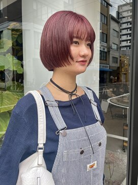 ヘアー アイス ルーチェ(HAIR ICI LUCE) ミニボブボブピンクカラーラベンダーカラー前上がりボブ/中西