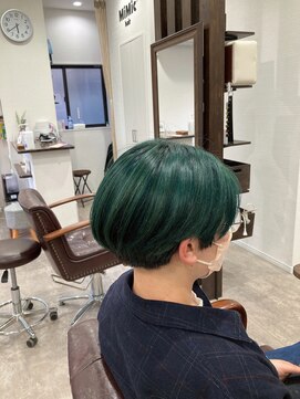 ミミックヘアー(MiMic hair) ブリーチ+ダークグリーン