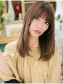 厚めバング大人可愛いミルクティーブラウンc6上尾20代30代40代