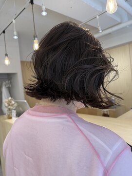 バベル アット フルリール 甲子園口(BABEL at fleurir) 切りっぱなしボブ髪質改善ラベンダーグレージュふんわりボブ韓国