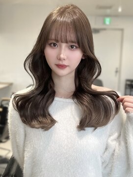 ノク 渋谷(nok) 韓国くびれヘア ブリーチなし ミルクベージュ 顔まわりカット