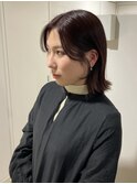 バレイヤージュボブヘアセミロング前髪タッセルボブ姫カット