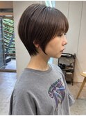 透明感カラー ボブ 前髪 ショート カラー ブリーチ&ダブルカラー