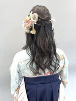 サイド編み込みハーフアップ　ロング
