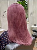 美髪ストレートカット/ピンクカラー