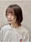 くびレイヤーイヤリングカラーハッシュカットフルバング